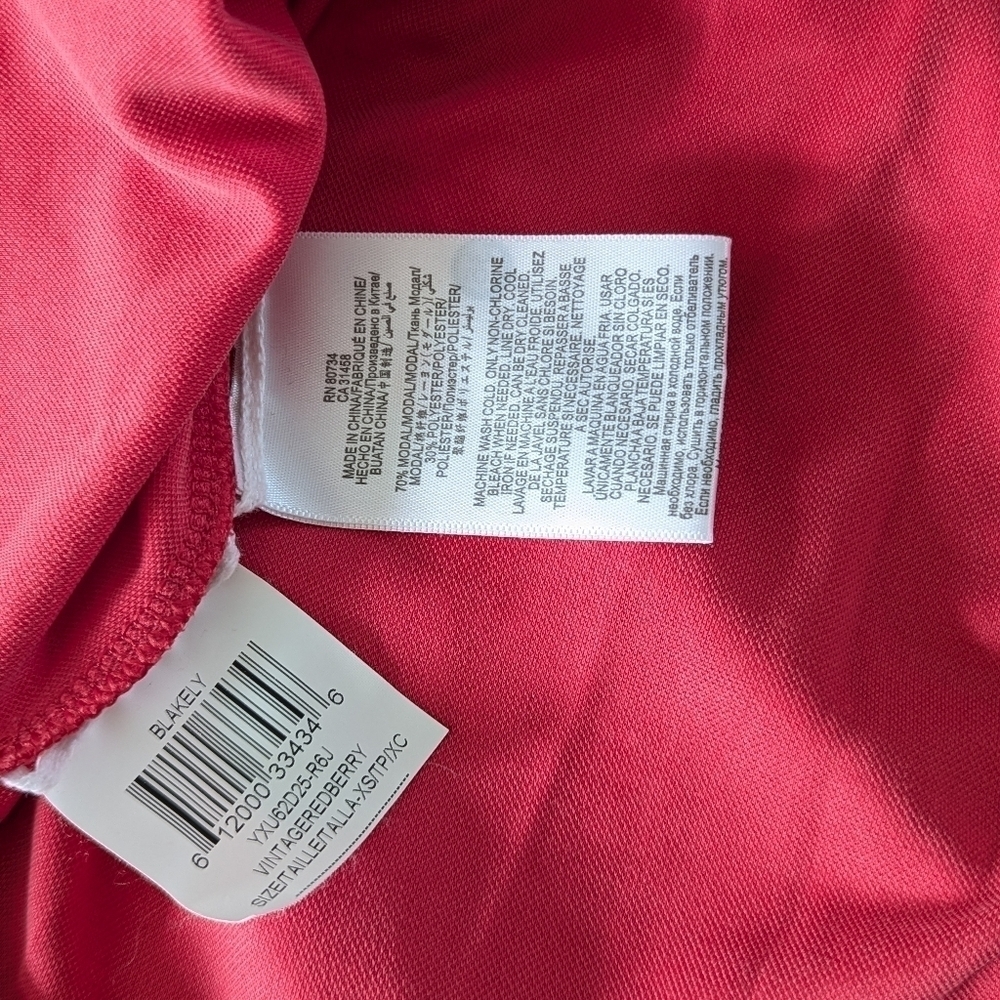 BCBGMaxazria Oversized Shirt dress with collar Blakely Vintage Red Berry Size XS - Picture 5 of 8